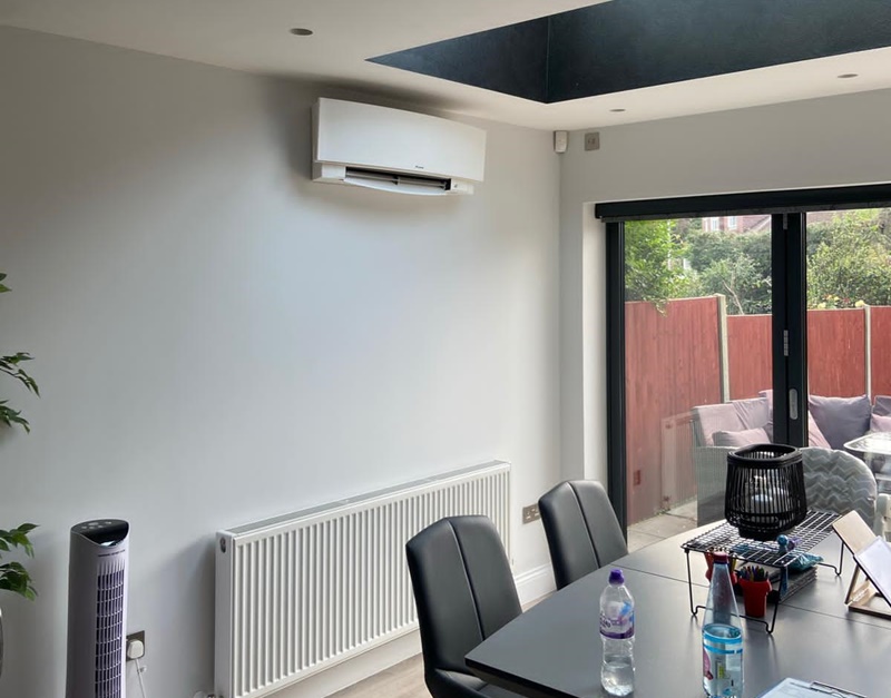 Air conditioning unit installed into dining room