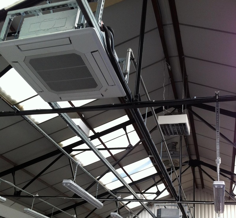 Air con units installed for a commercial warehouse